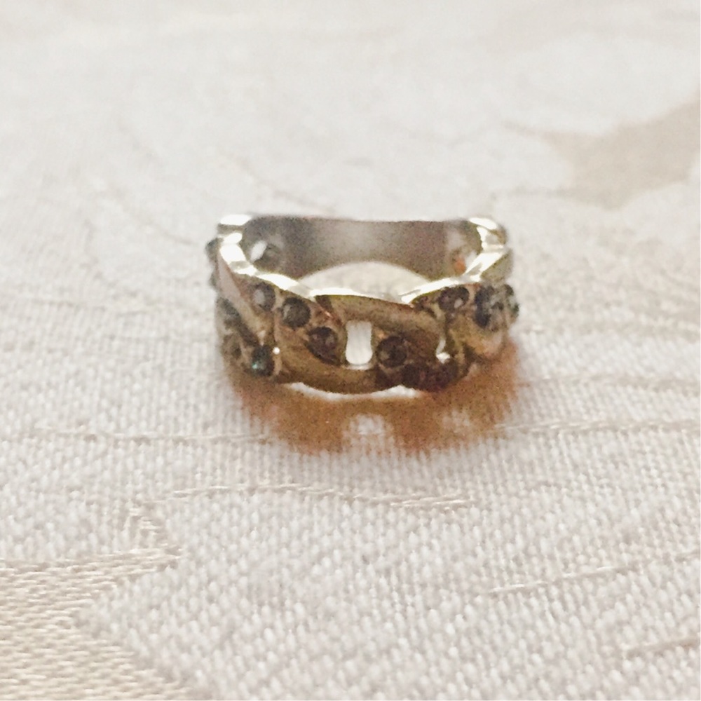 Topshop Gold Ring with Silver Bead Accents -Small